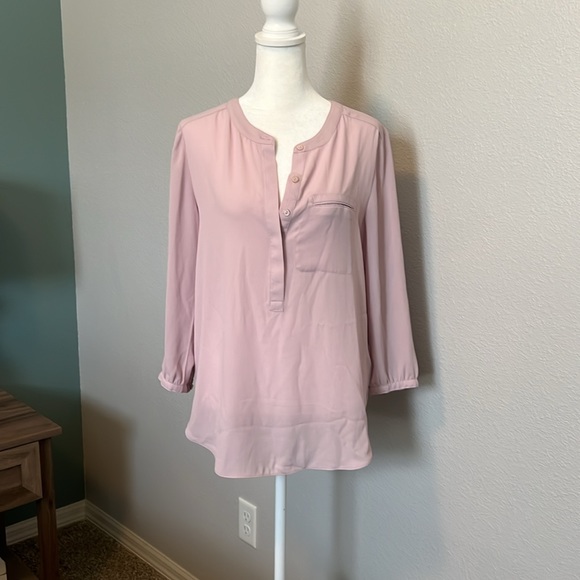 NYDJ Pleat Back Blouse Rosedust Pink Size Small - Picture 1 of 9